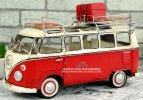 Vintage Blue / Red Handmade Medium Scale Tinplate VW Bus Model