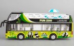 Green Lovely Panda Diecast Double Decker Sightseeing Bus Toy