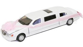 1:38 Scale White Wedding Theme Diecast Lincoln Limousine Toy