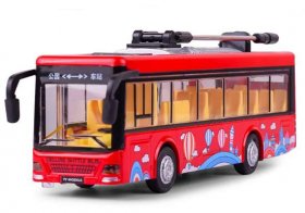 Red / Yellow / Blue Kids Diecast Trolley Bus Toy