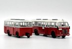 Red-White 1:64 Scale Diecast Skoda 706RO Bus With Trailer Model