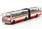 White-Red 1:64 Scale BG670 Diecast Beijing Articulated Bus Model