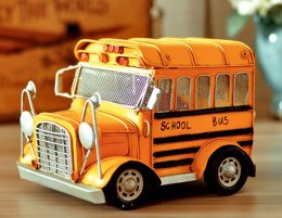 Flexible Roof Medium Scale Yellow Tinplate School Bus Model