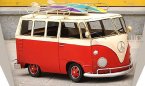 Handmade Large Scale Tinplate Red / Blue VW Bus Model