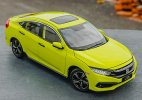 Yellow 1:18 Scale Diecast 2019 Honda Civic Car Model