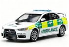 White 1:43 Ambulance Diecast Mitsubishi Lancer Evolution X Model