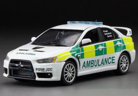 White 1:43 Ambulance Diecast Mitsubishi Lancer Evolution X Model