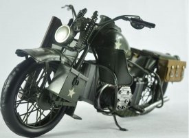 Large Scale Army Green Tinplate 1943 Harley Davidson WLA Model