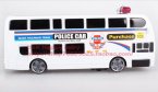 Kids White Police Theme Electric Double-deck Bus Toy