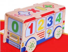 Kids Wooden Digital Big Educational Bus Toy