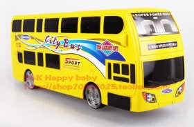 Kids Bright Yellow Electric Double-Deck City Bus Toy