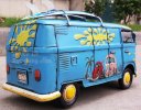 Pure Handmade Large Scale Hippie Blue 1967 Luxury Bus Model