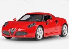 1:24 Scale Red / White Welly Diecast Alfa Romeo 4C Model