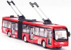 Kid 1:48 Scale White /Green /Red Diecast Articulated Trolley Bus