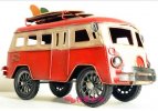 Medium Scale Red-White Tinplate 1962 VW Sliding Plate Bus Model