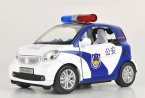 1:32 Scale White Diecast Kids Police Smart Fortwo Toy
