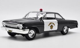 1:18 Scale Black Police Diecast 1962 Chevrolet Bel Air Model