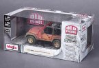 Red Muddy Painting Maisto Diecast Jeep Wrangler Rubicon Model