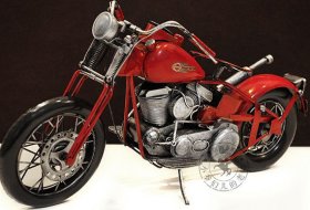 Red Large Scale Handmade Vintage 1936 Harley Davidson Model