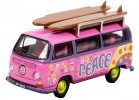 1:76 Scale Purple Surfboards Flower Power VW Minibus Model