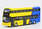 Blue-Yellow 1:120 Diecast Volvo B8L Double Decker Bus Model