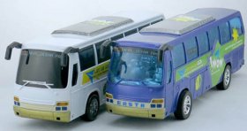 Large Scale Kids Blue / White Engineering Plastics Made Tour Bus