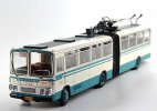 White-Blue BD562 Diecast Beijing Articulated Trolley Bus Model