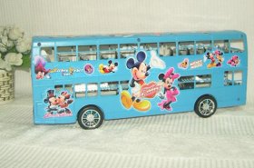 Large Blue / Pink Cartoon Mickey Mouse Double Decker Bus Toy