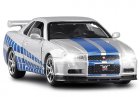 Kids 1:32 Scale Blue-Silver Diecast Nissan Skyline GT-R R34 Toy