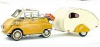 Yellow Retro Tinplate 1957 BMW Isetta With Trailer Model