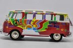 1:24 Scale Red-White Maisto Diecast VW T1 Bus Model