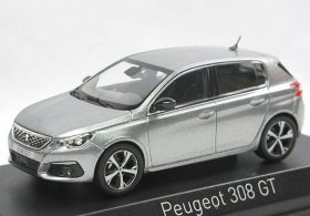 1:43 Scale Silver Norev Diecast 2017 Peugeot 308 GT Model