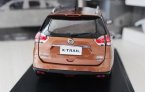 Silver /Golden 1:18 Scale Diecast 2014 Nissan X-Trail SUV Model