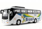 Kids White Diecast Brazil World Cup Theme Tour Bus Toy
