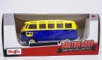 1:24 Scale Blue-Yellow Maisto Diecast VW T1 Bus Model