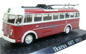 Red 1:72 Scale Atlas Die-Cast Ikarus 60T 1952 Bus Model