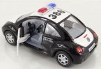 White-Black Kids 1:36 Scale Police Diecast VW New Beetle Toy