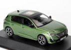 1:43 Scale Green NOREV Diecast 2021 Peugeot 308 GT Model