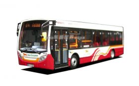 1:76 Scale Red-White CMNL Die-Cast Alexander Dennis Bus Model