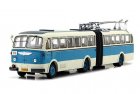 White-Blue 1:64 BK560 Diecast Articulated Trolley Bus Model