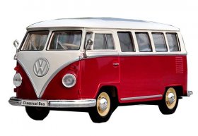 Red-White 1:24 Scale Welly Diecast 1963 VW T1 Bus Model