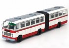 1:64 Scale White-Red BK662 Diecast Beijing Articulated Bus Model