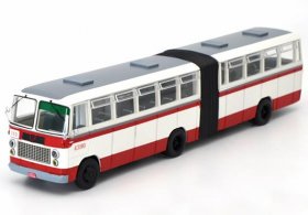 1:64 Scale White-Red BK662 Diecast Beijing Articulated Bus Model