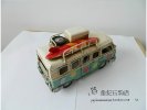 Medium Scale Blue-White Tinplate Flower Patterns Bus Model