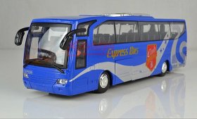 Kids Large Scale White / Blue Electric Tour Bus Toy