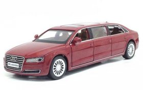 Kids Black / Wine Red Diecast Audi A8 Extended Car Toy