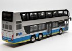 Silver-Blue 1:43 Scale Diecast Foton AUV Double Decker Bus Model