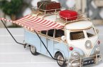 Blue / Red Medium Scale Tinplate VW Motor Homes Bus Model