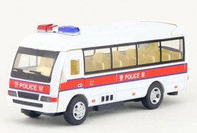 Kids Hong Kong Police White Diecast Coach Bus Toy