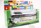 Kids White Diecast Brazil World Cup Theme Tour Bus Toy